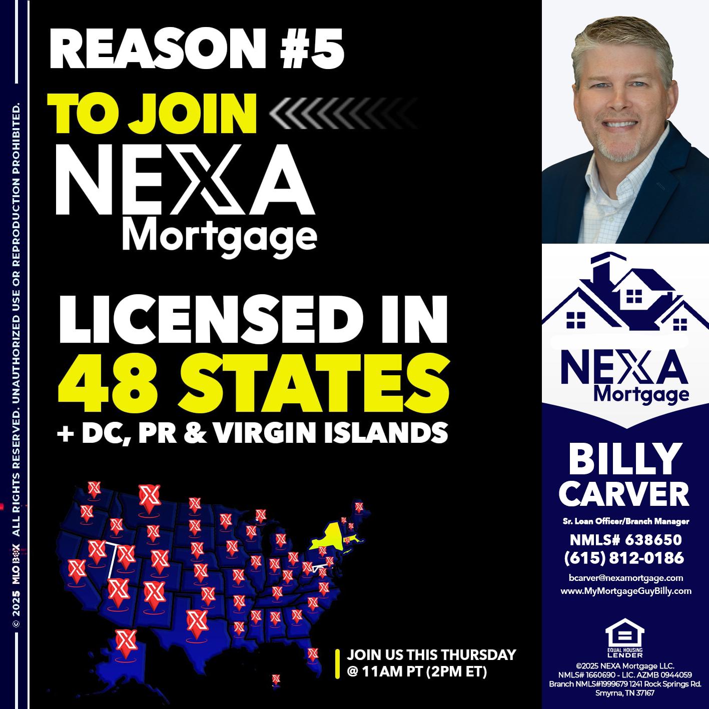 REASON 5 - Billy Carver -Sr Loan Officer / Branch Manager