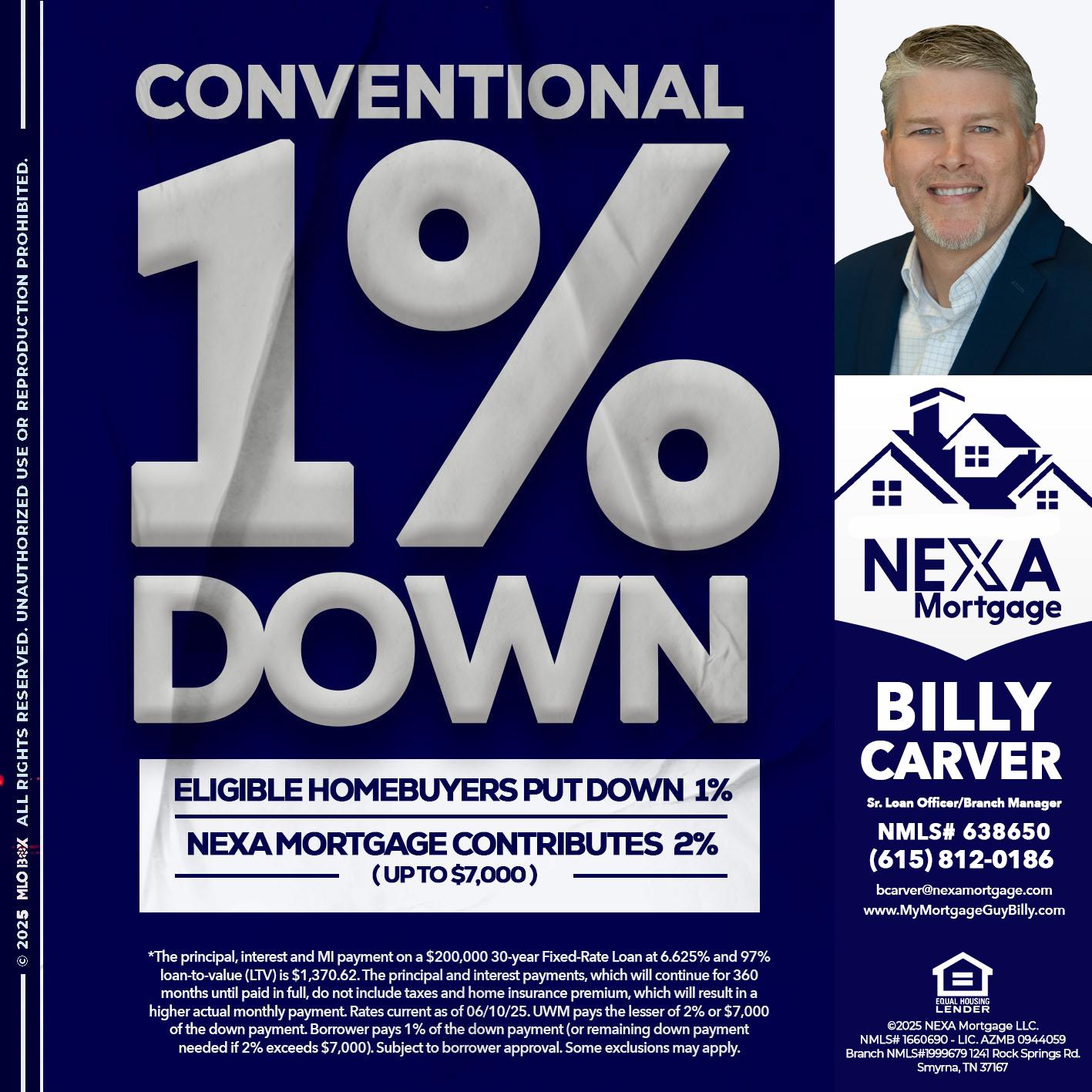 CONVENTIONAL - Billy Carver -Sr Loan Officer / Branch Manager