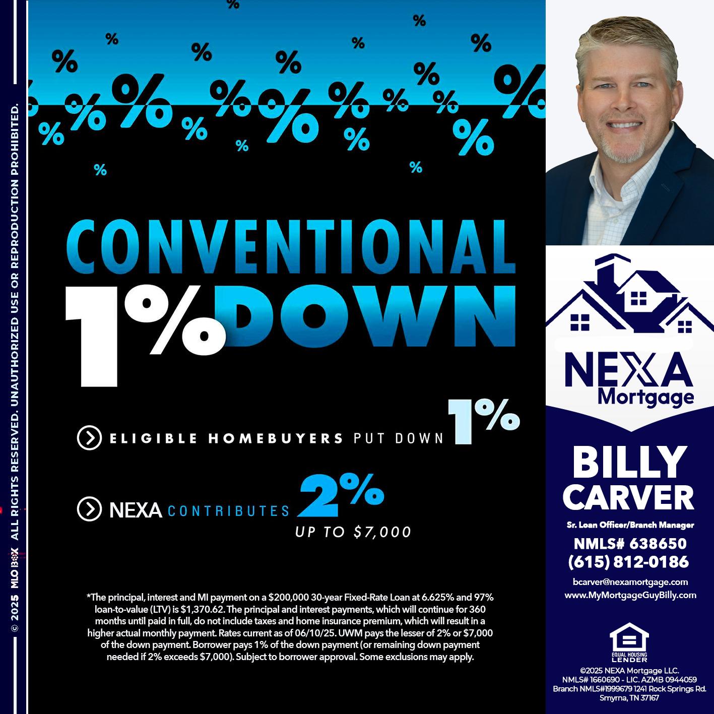 conventional - Billy Carver -Sr Loan Officer / Branch Manager