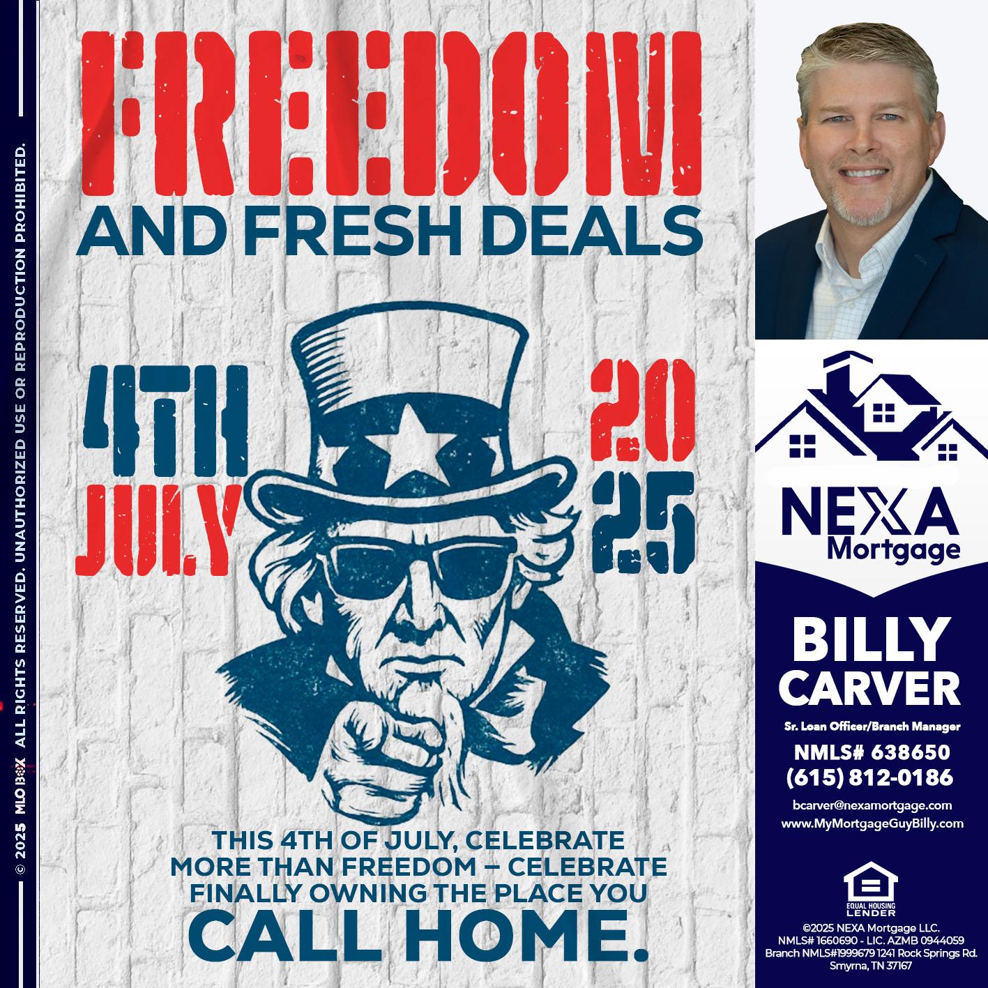 FREEDOM - Billy Carver -Sr Loan Officer / Branch Manager