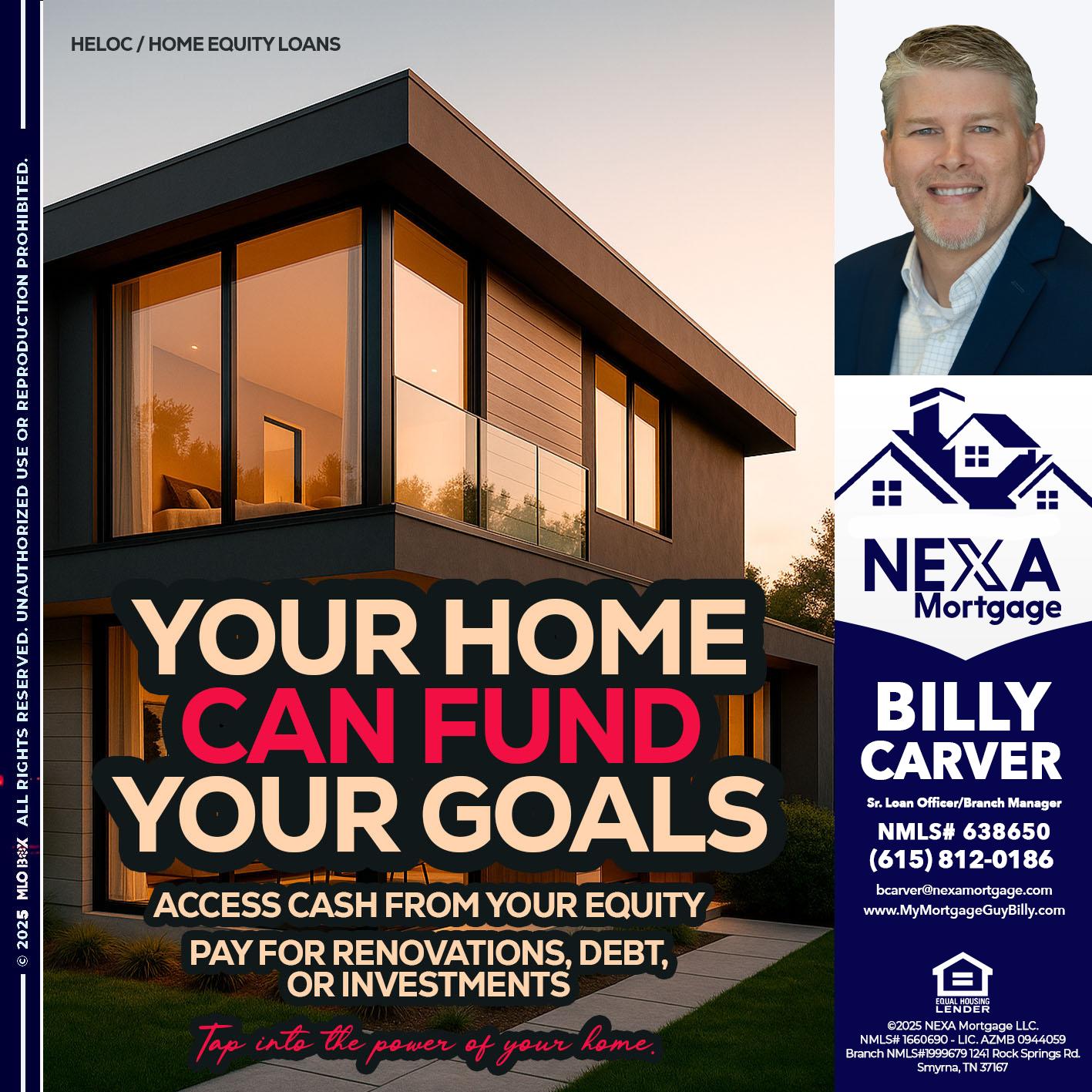 HELOC - Billy Carver -Sr Loan Officer / Branch Manager