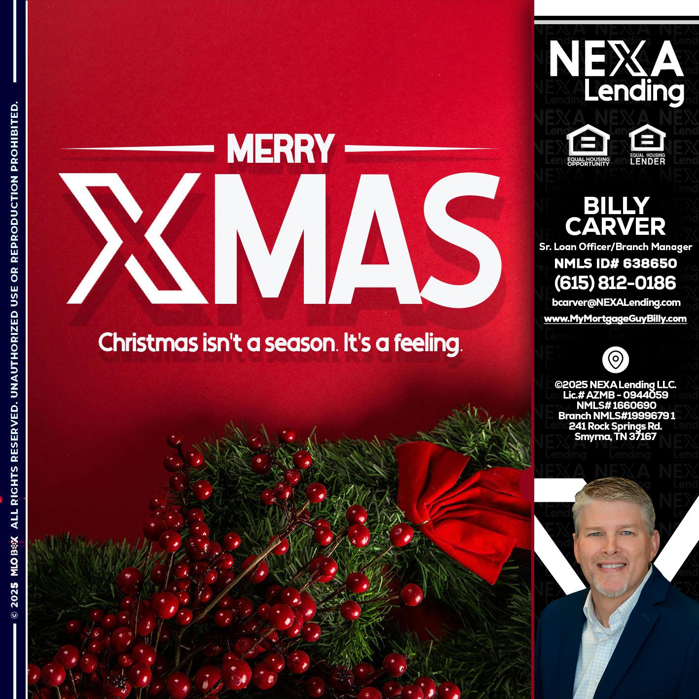 merry xmas - Billy Carver -Sr Loan Officer / Branch Manager