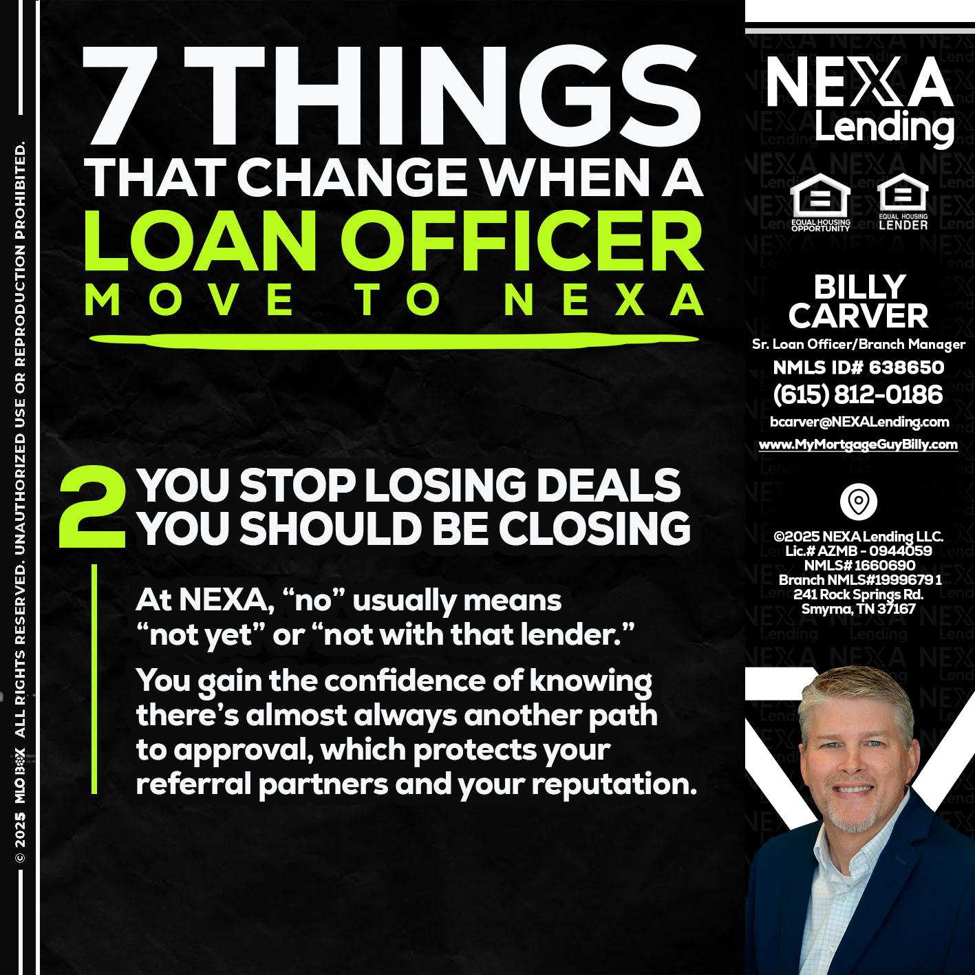 7 THINGS (2) - Billy Carver -Sr Loan Officer / Branch Manager