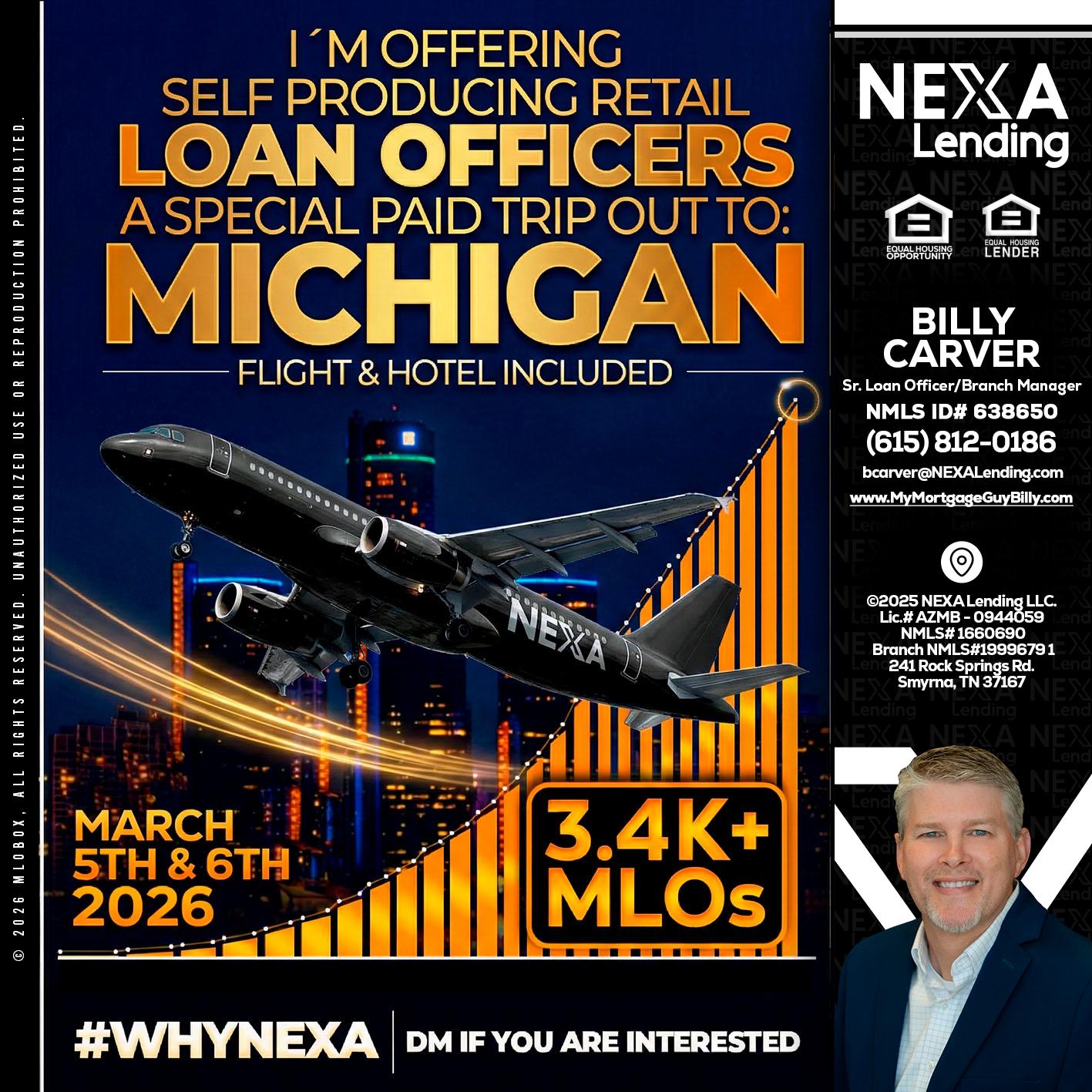 MICHIGAN - Billy Carver -Sr Loan Officer / Branch Manager