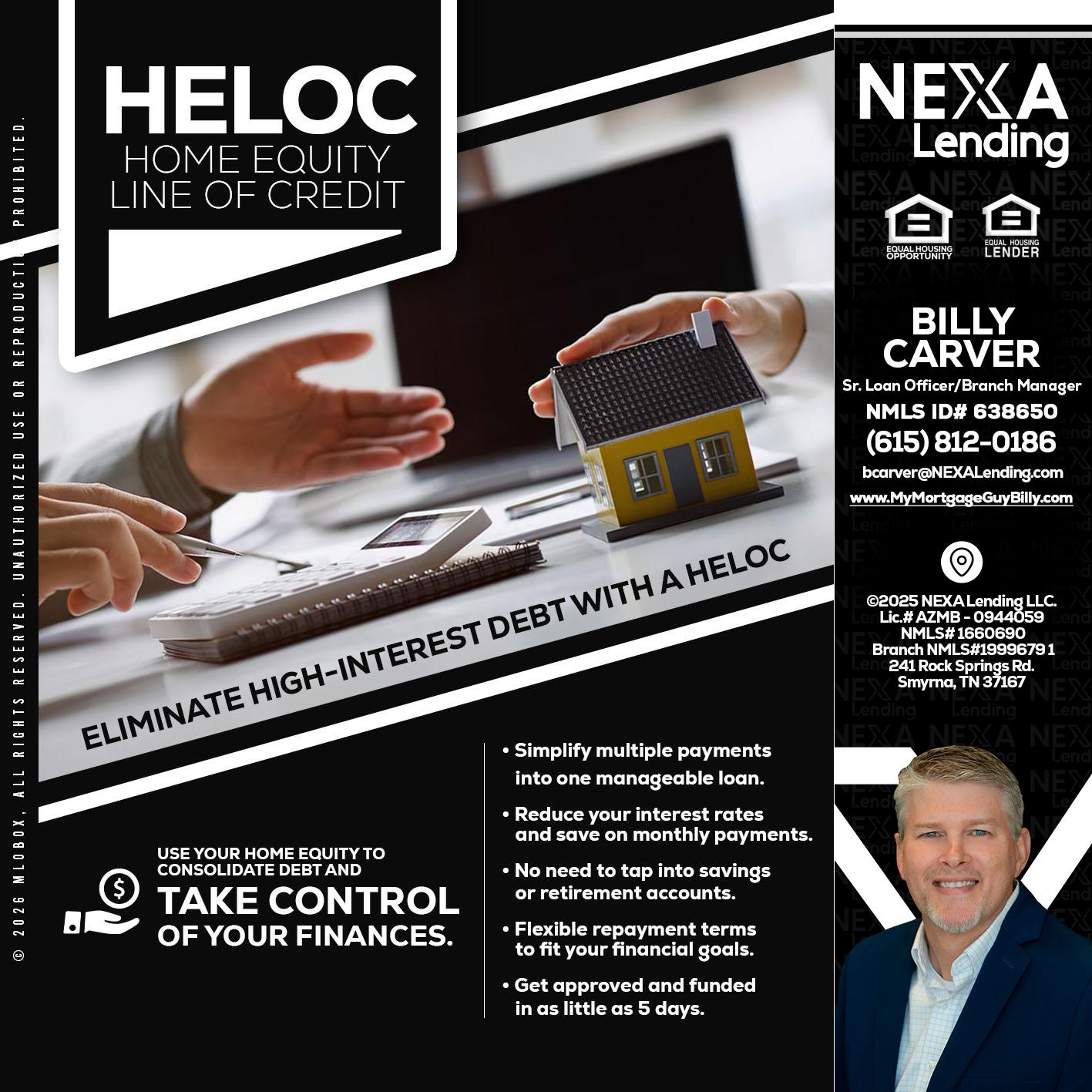 HELOC - Billy Carver -Sr Loan Officer / Branch Manager