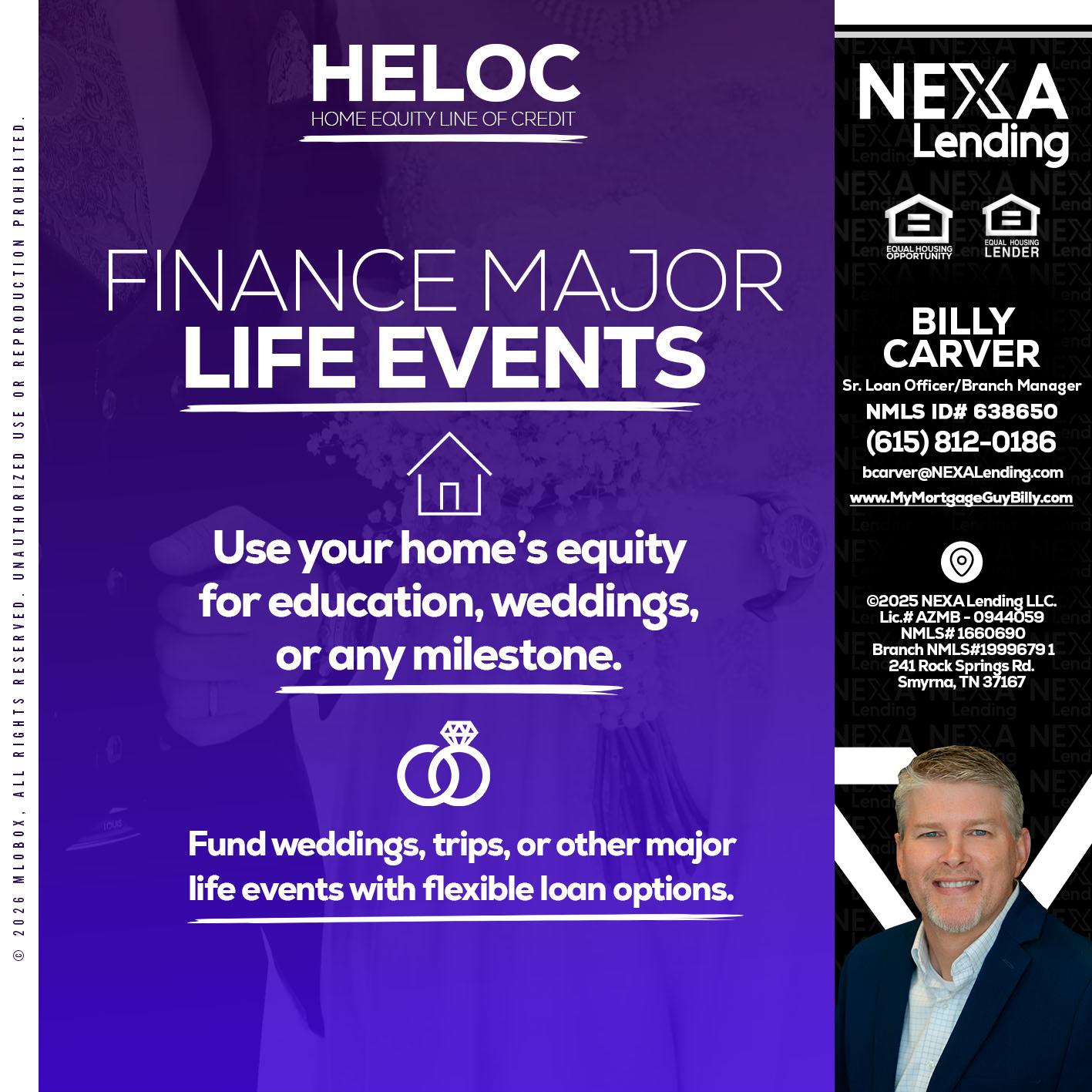 HELOC - Billy Carver -Sr Loan Officer / Branch Manager