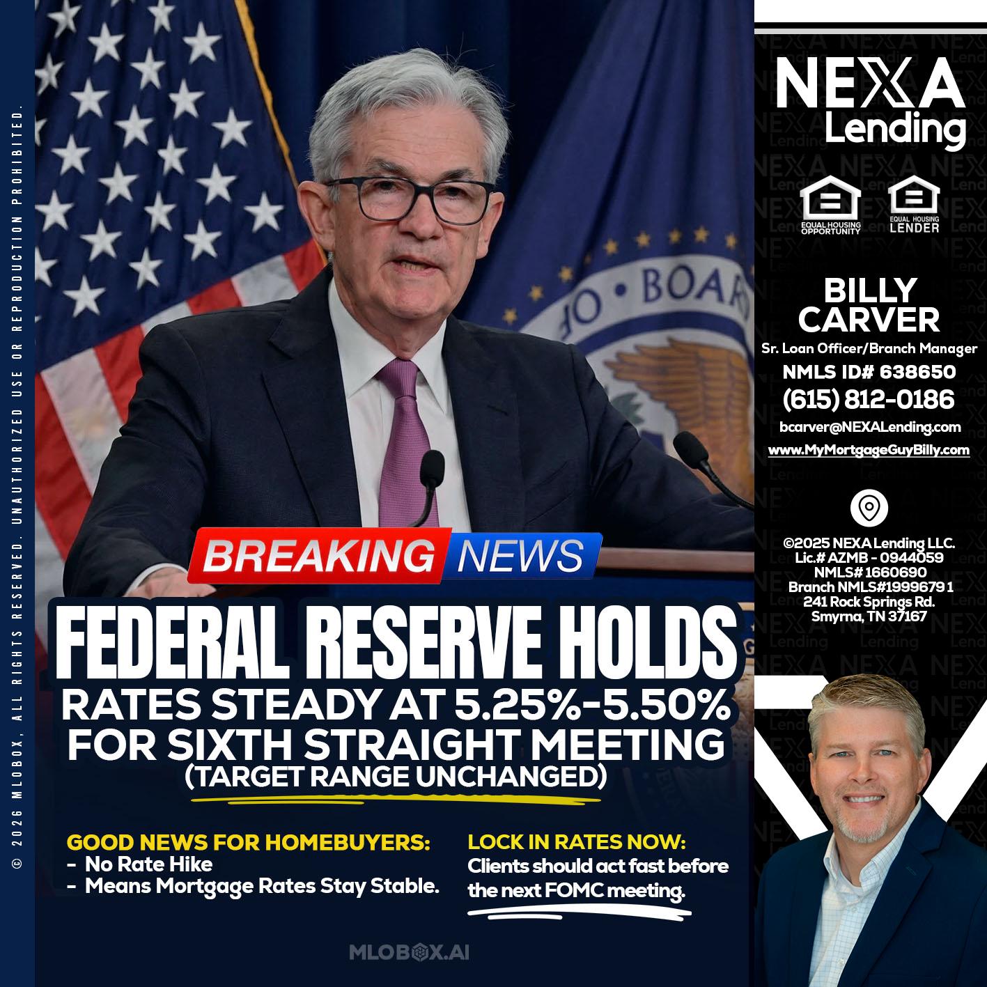 federal reserve - Billy Carver -Sr Loan Officer / Branch Manager