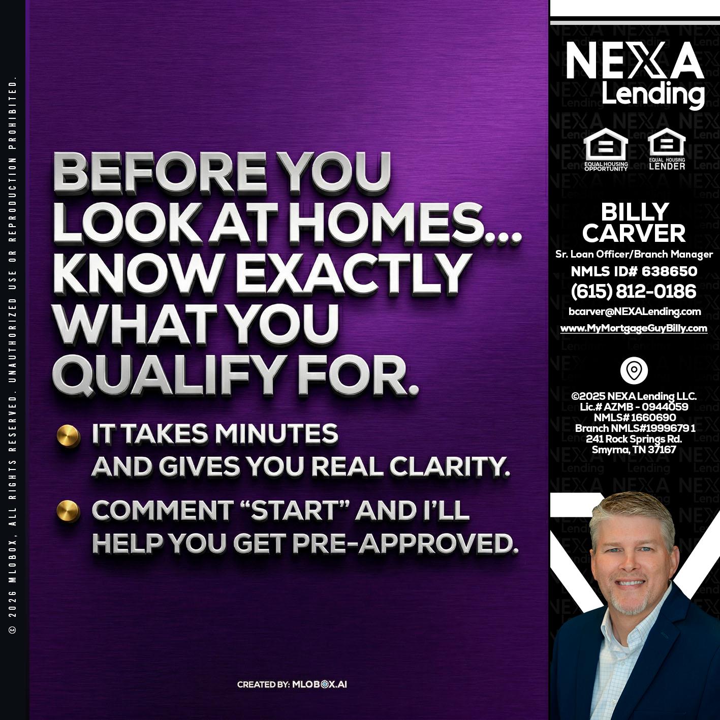 BEFORE YOU - Billy Carver -Sr Loan Officer / Branch Manager