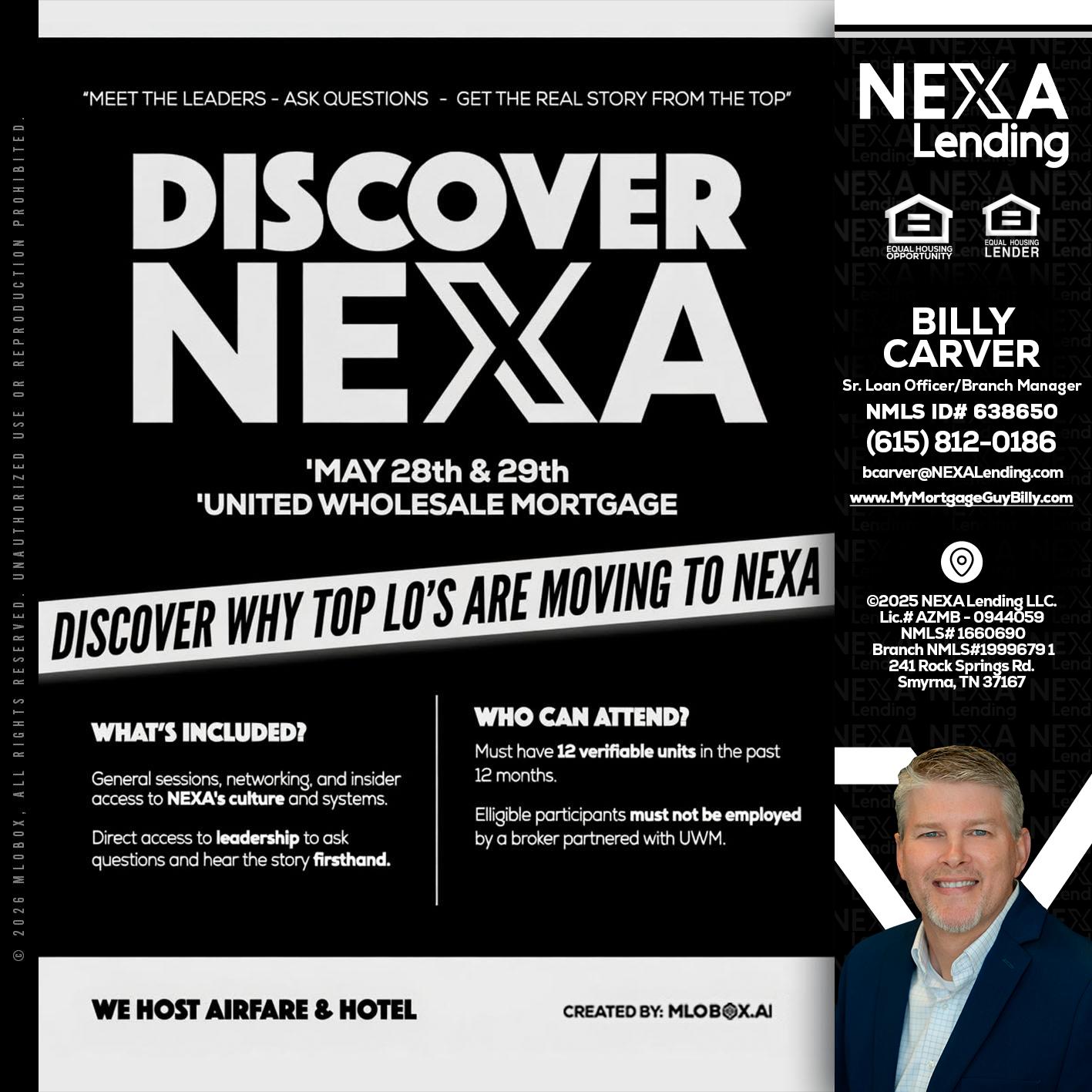 DISCOVER NEXA - Billy Carver -Sr Loan Officer / Branch Manager