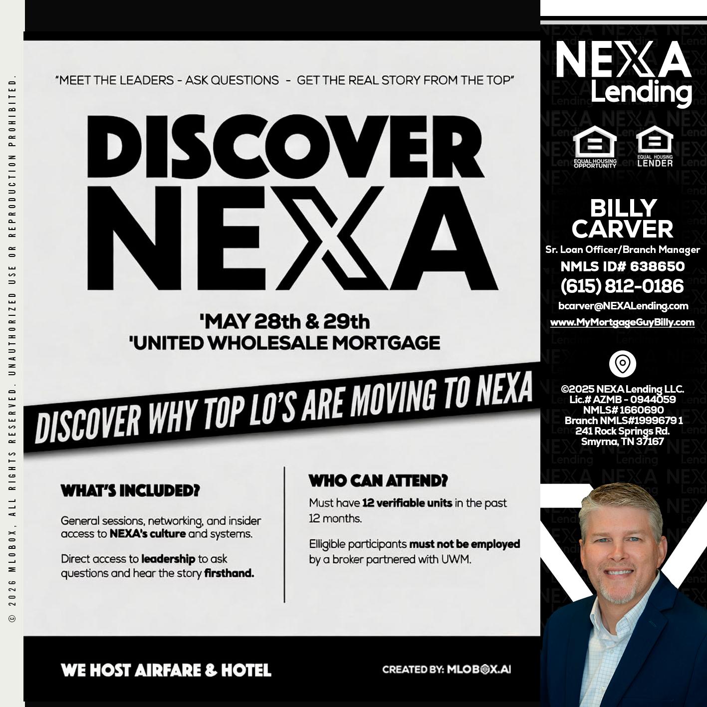 DISCOVER NEXA - Billy Carver -Sr Loan Officer / Branch Manager