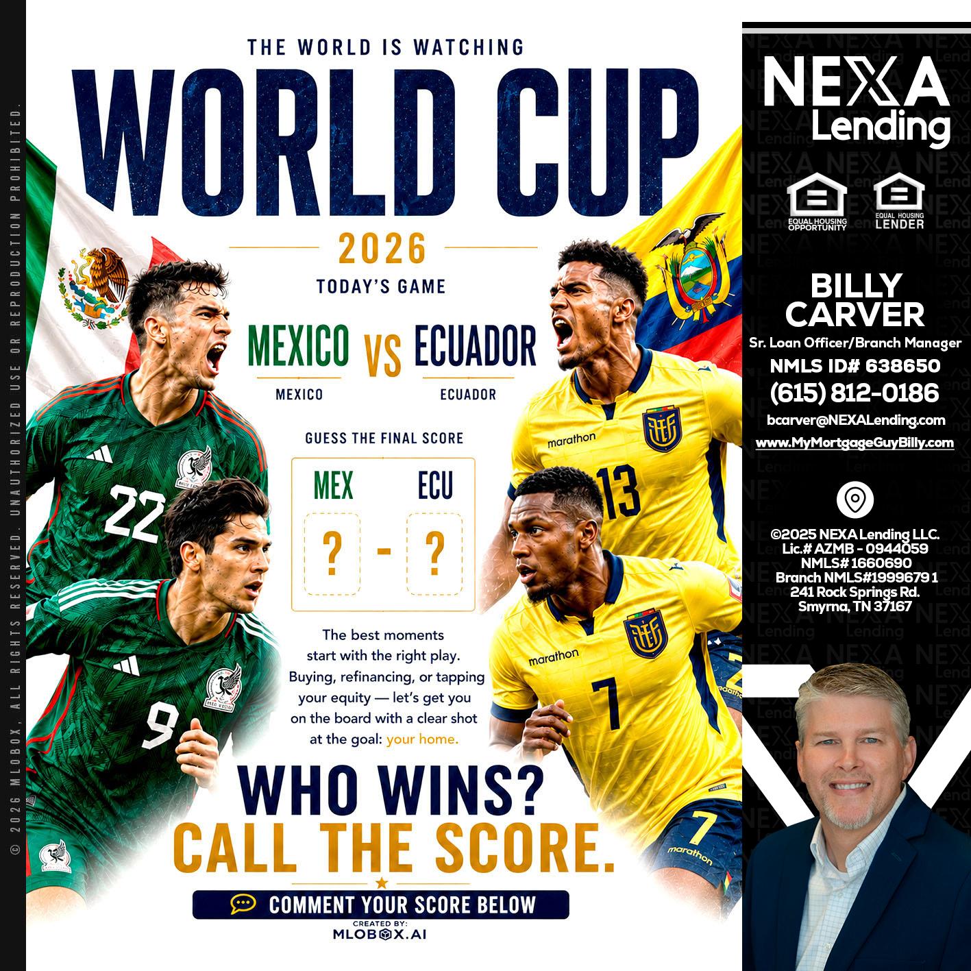 WORLD CUP 2026 - Billy Carver -Sr Loan Officer / Branch Manager